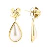 Image 2 : 0.08 ctw Diamond and Mother of Pearl Dangle Earrings - 14KT Yellow Gold