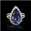 Image 1 : 8.53 ctw Tanzanite and 0.69 ctw Diamond 18K White Gold Ring (GIA CERTIFIED)