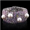 Image 1 : 12.0mm to 14.0mm South Sea Pearl with 47.26 ctw Multi-Colored Sapphire and 4.00