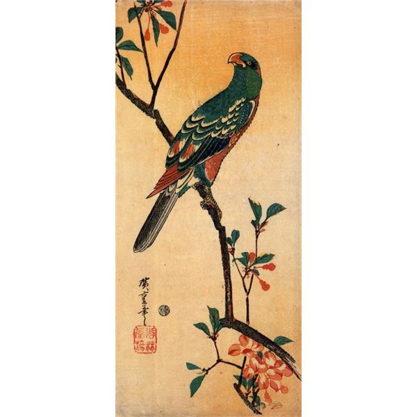 Hiroshige Parrot on a Blooming Branch