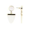 Image 2 : Hand-Engraved Mother of Pearl Dangle Earrings - 14KT Yellow Gold