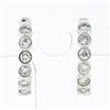 Image 1 : New 10K White Gold .49 ctw Round Brilliant Bezel Set Diamond Hoop Huggie Earring