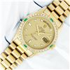 Image 2 : Rolex Mens 18K Yellow Gold Day Date President Champagne Diamond & Emerald Watch