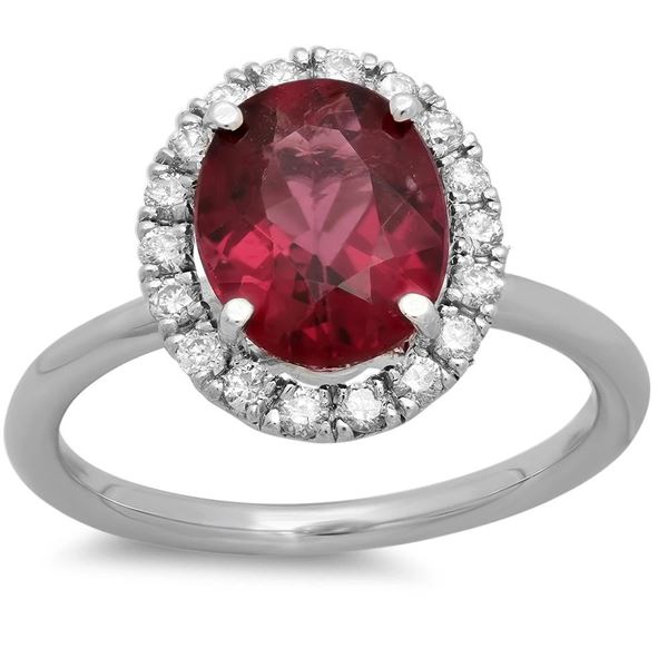 2.24ct Pink Tourmaline 14 K White  Gold Ring
