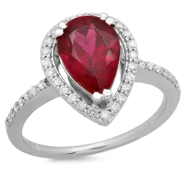 2.06ct Pink Tourmaline 14 K White  Gold Ring