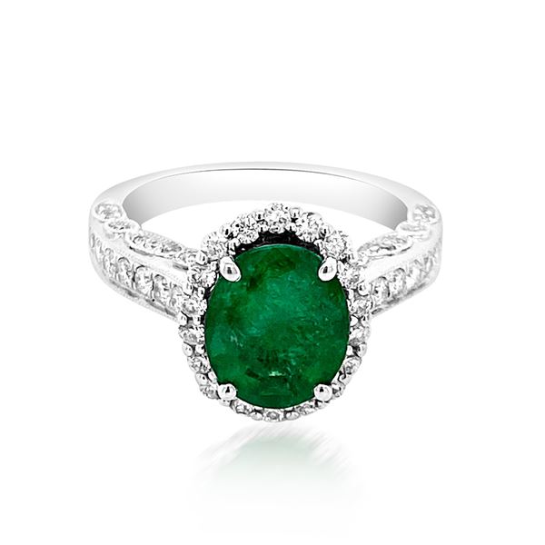 2.12ct Natural Emerald 14K White Gold 4.7gm Ring