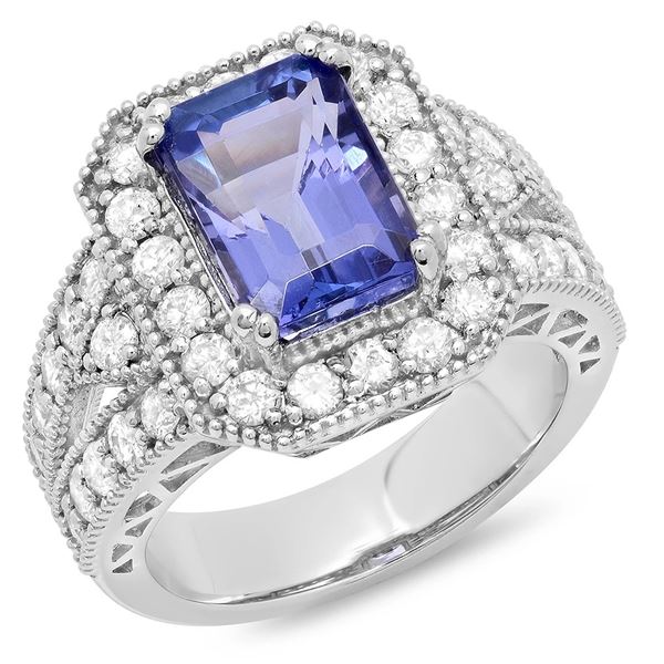 4.24ct Tanzanite 14 K White Gold Ring