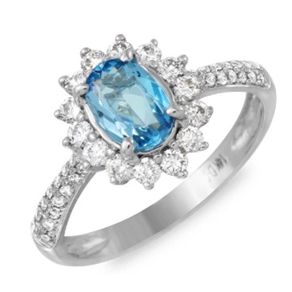 0.56ct Aqua 14 K White Gold Ring