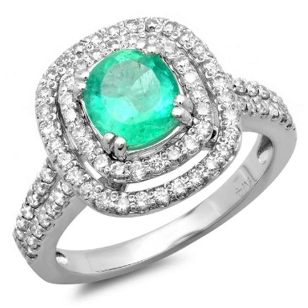 1.04ct Emerald 14 K White Gold Ring