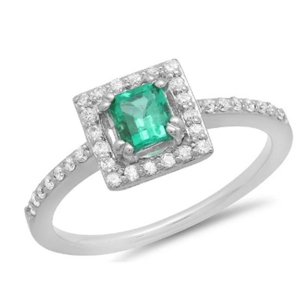0.4ct Emerald 14 K White Gold Ring