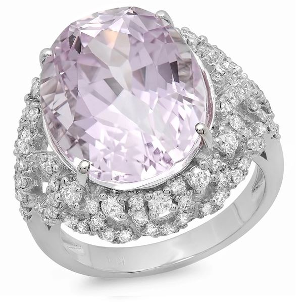13.88ct Kunzite 14 K White Gold Ring