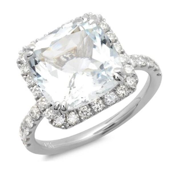 5.13ct Aqua 14 K White Gold Ring