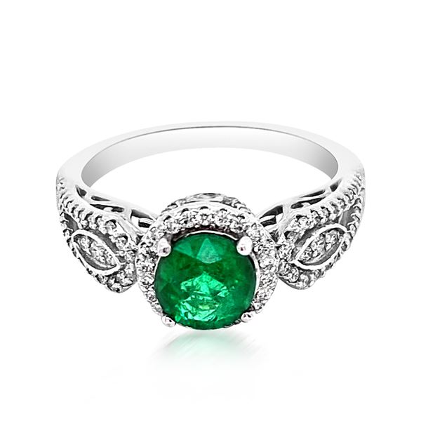 0.95ct Natural Emerald 14K White Gold 3.6gm Ring