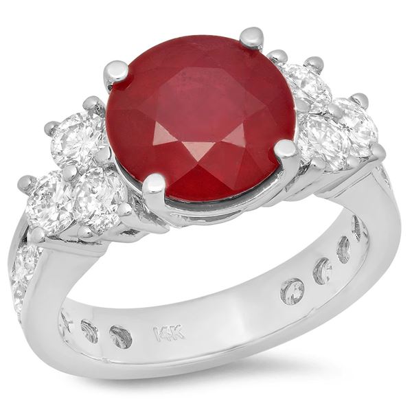 4.93ct Ruby 14 K White Gold Ring