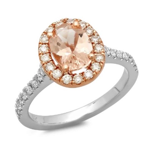 1.11ct Morganite 14 K Rose/White Gold Ring
