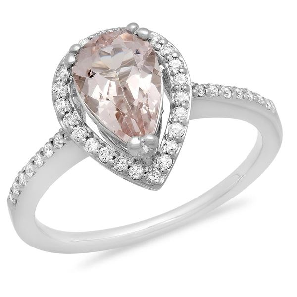 1.17ct Morganite 14 K White Gold Ring