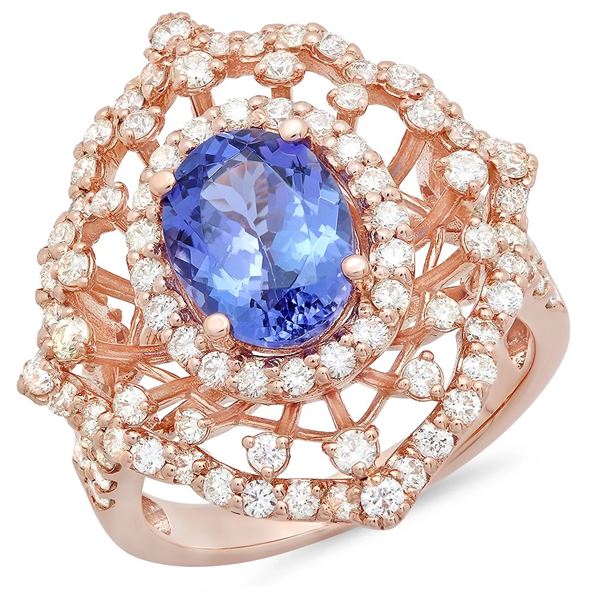 2.22ct Tanzanite 14 K Rose Gold Ring