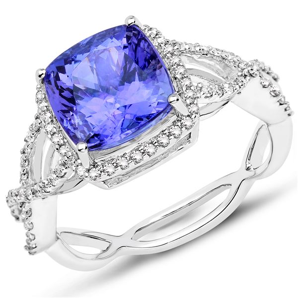 3.82ct Tanzanite 14K White Gold Ring