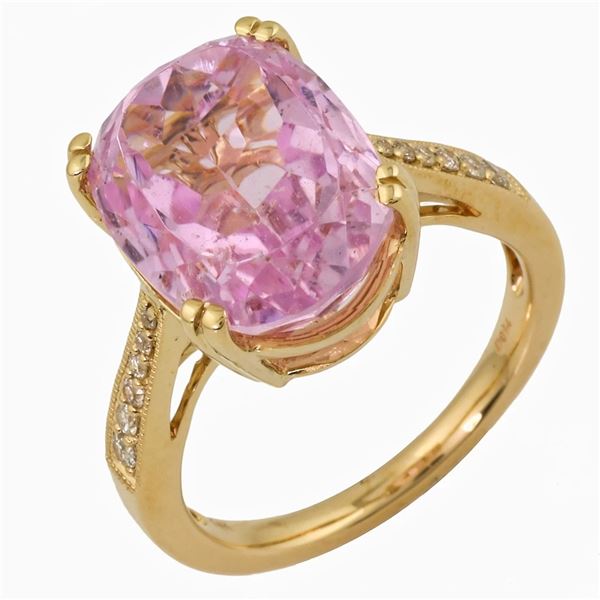 8.83ct Kunzite 14 K Yellow Gold Ring