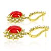 Image 2 : 4.76ct CORAL 14K Yellow Gold 9.2gm Earrings