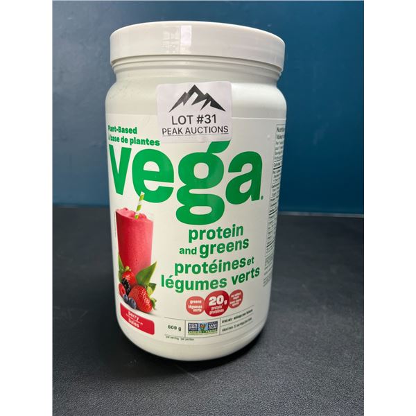 Lot of 1 Vega Plant-Based Protein and Greens - Berry Flavor - 609g Large Tub Protein Powder