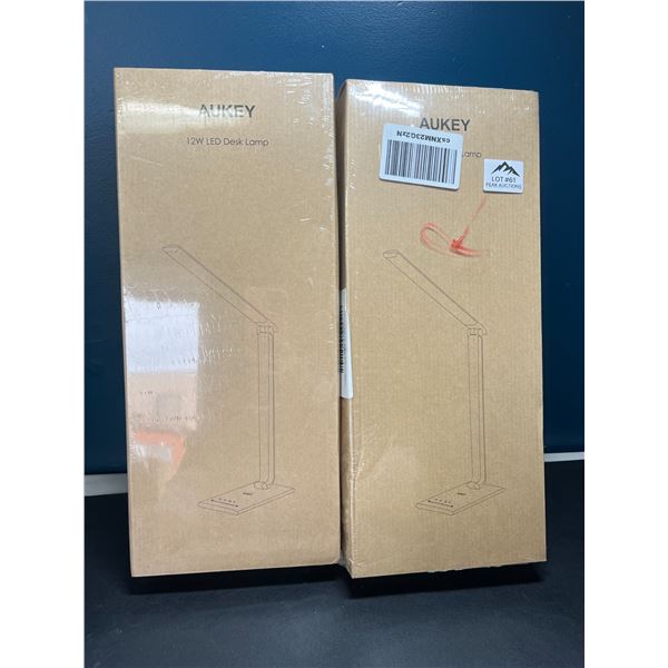Lot of 2 Aukey 12W LED Desk Lamps - Brand New Sealed!
