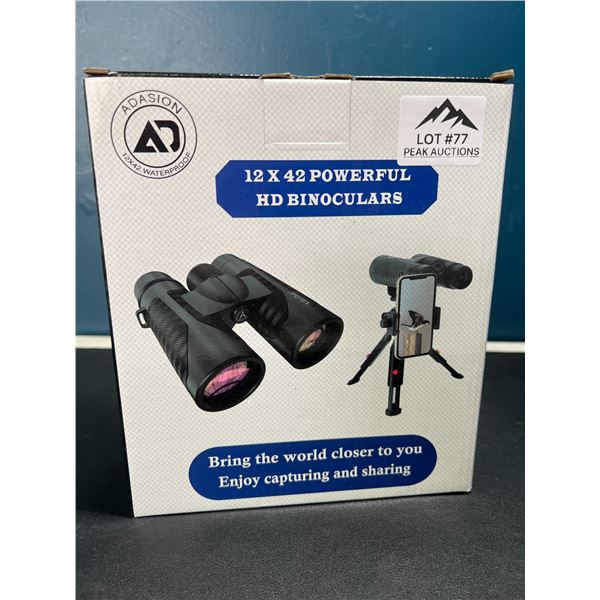 Lot of 1 Pair of 12x42 Powerful HD Binoculars w/ Tripod Stand