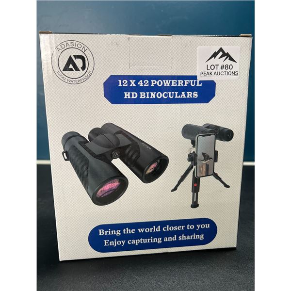Lot of 1 Pair of 12x42 Powerful HD Binoculars w/ Tripod Stand