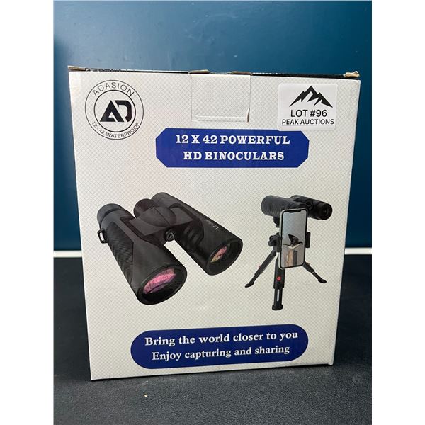 Lot of 1 Pair of 12x42 Powerful HD Binoculars w/ Tripod Stand