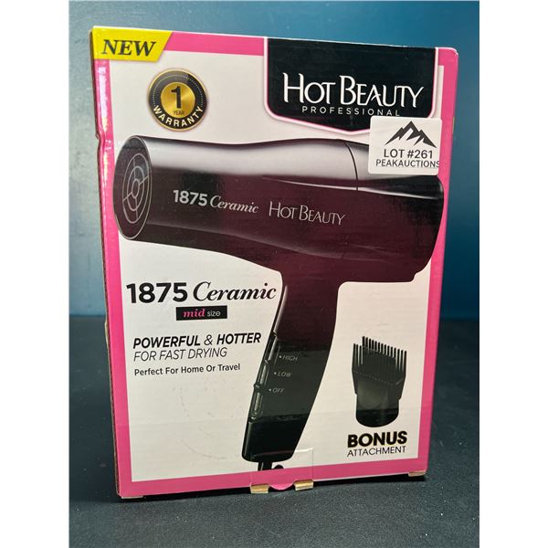 Lot of 1 Hot Beauty 1875 Ceramic Hair Dryer