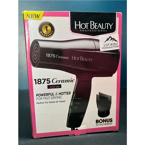 Lot of 1 Hot Beauty 1875 Ceramic Hair Dryer
