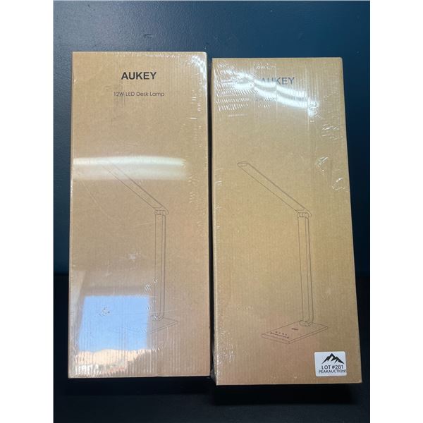 Lot of 2 Aukey 12W LED Desk Lamps - Brand New Sealed!