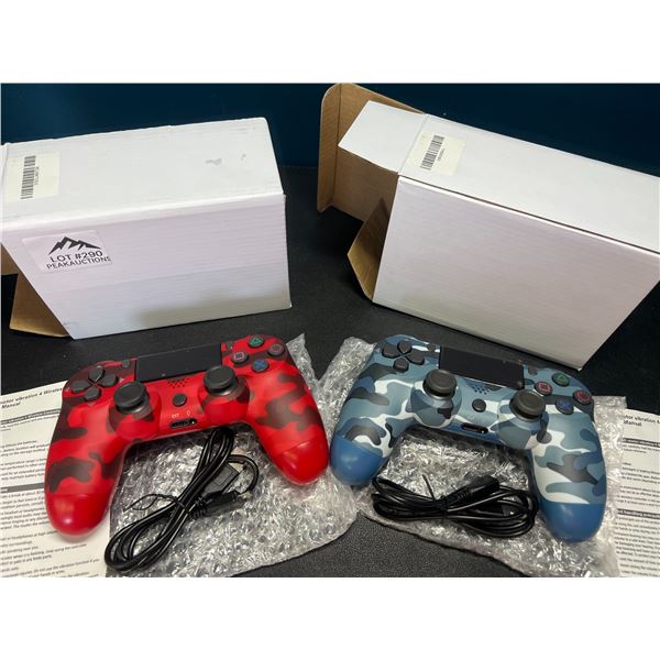 Lot of 2 Wireless Double-Shock Controllers For Playstation 4 (PS4) - Camo Design