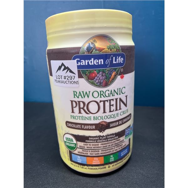 Lot of 1 Tub of Garden Of Life Raw Organic Protein Powder - Chocolate Flavour - 660g