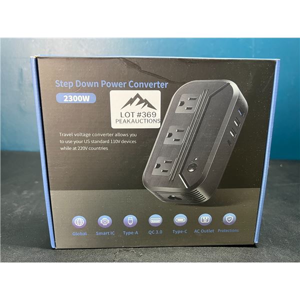 Lot of 1 Worldwide Travel Step Down Power Converter - 2300W w/ 7 Conversion Plugs