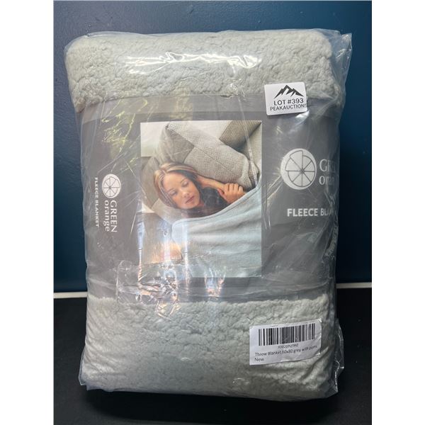 Lot of 1 Sherpa Fleece Blanket - Grey