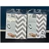 Image 1 : Lot of 2 Kushies Bassinet Sheets - 18in x 30in - Grey Chevron Design