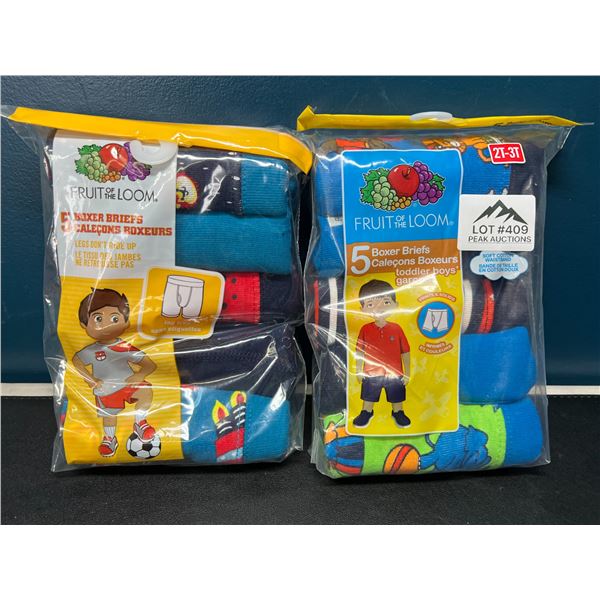 Lot of 2 Packs of Fruit of the Loom Boxer Briefs for Toddlers - 2T/3T Size - 5 pairs per pack