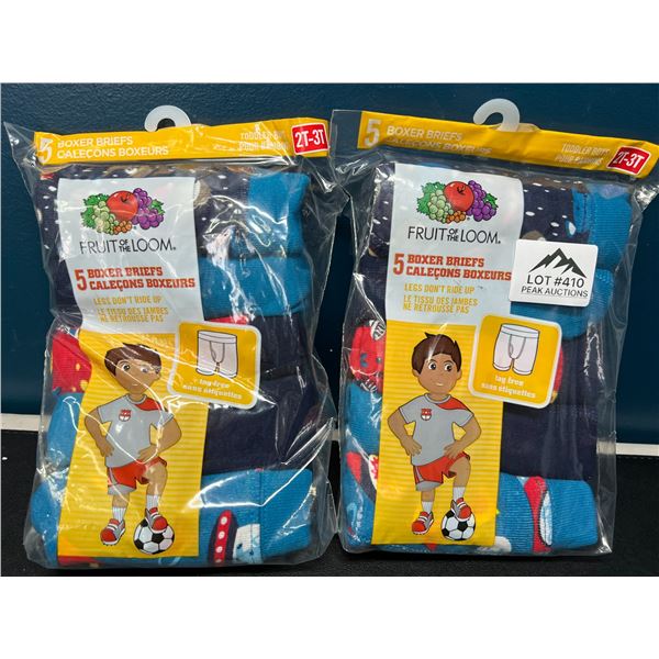 Lot of 2 Packs of Fruit of the Loom Boxer Briefs for Toddlers - 2T/3T Size - 5 pairs per pack