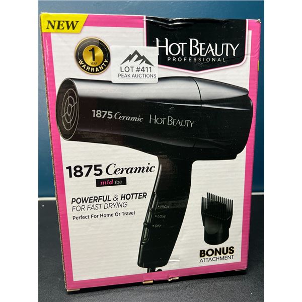 Lot of 1 Hot Beauty 1875 Ceramic Hair Dryer
