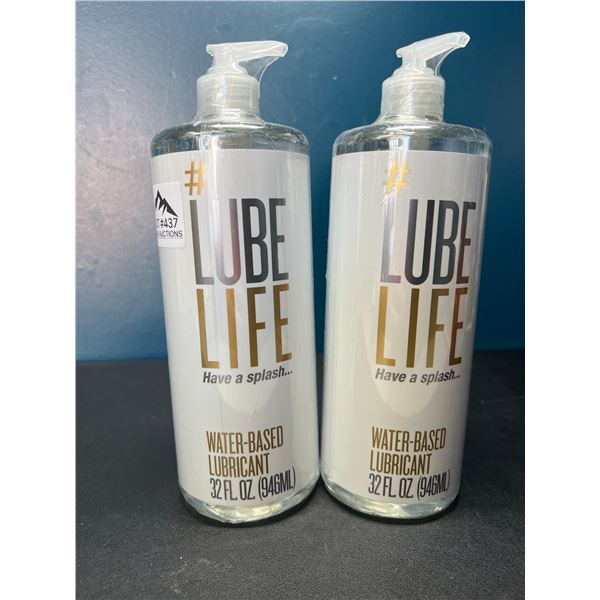 Lot of 2 Bottles of LubeLife Water-Based Lubricant - Large 946 mL Bottles - Brand New Sealed!