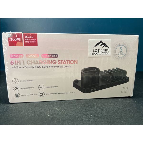 Lot of 1 6-in-1 Charging Station - Charge 6 Devices at Once! (Also Includes 5 Charging Cables)