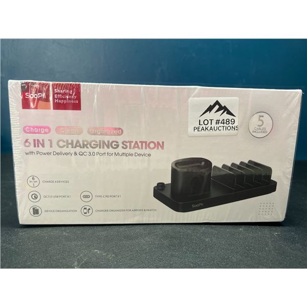 Lot of 1 6-in-1 Charging Station - Charge 6 Devices at Once! (Also Includes 5 Charging Cables)