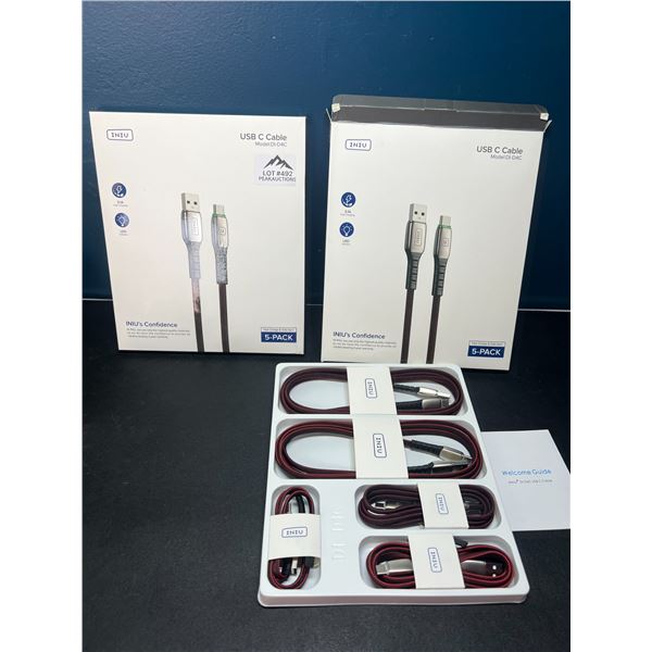 Lot of 2 Packs of USB-C Braided Charging Cables - Fast Charge & Sync - 5 per pack/10 Total