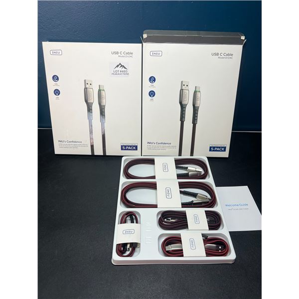 Lot of 2 Packs of USB-C Braided Charging Cables - Fast Charge & Sync - 5 per pack/10 Total