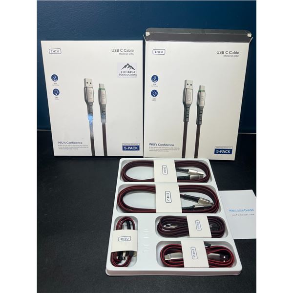 Lot of 2 Packs of USB-C Braided Charging Cables - Fast Charge & Sync - 5 per pack/10 Total