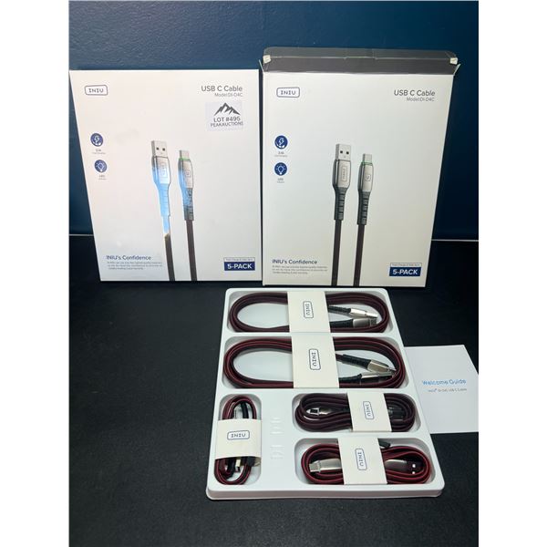 Lot of 2 Packs of USB-C Braided Charging Cables - Fast Charge & Sync - 5 per pack/10 Total