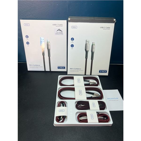 Lot of 2 Packs of USB-C Braided Charging Cables - Fast Charge & Sync - 5 per pack/10 Total