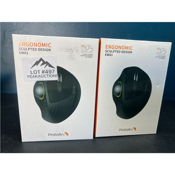 Lot of 2 ProtoArc Ergonomic Mice - RGB Wireless Trackball Mouse