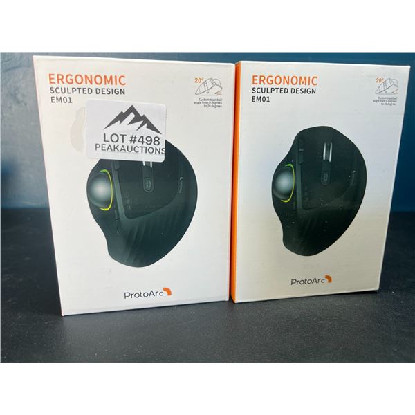 Lot of 2 ProtoArc Ergonomic Mice - RGB Wireless Trackball Mouse